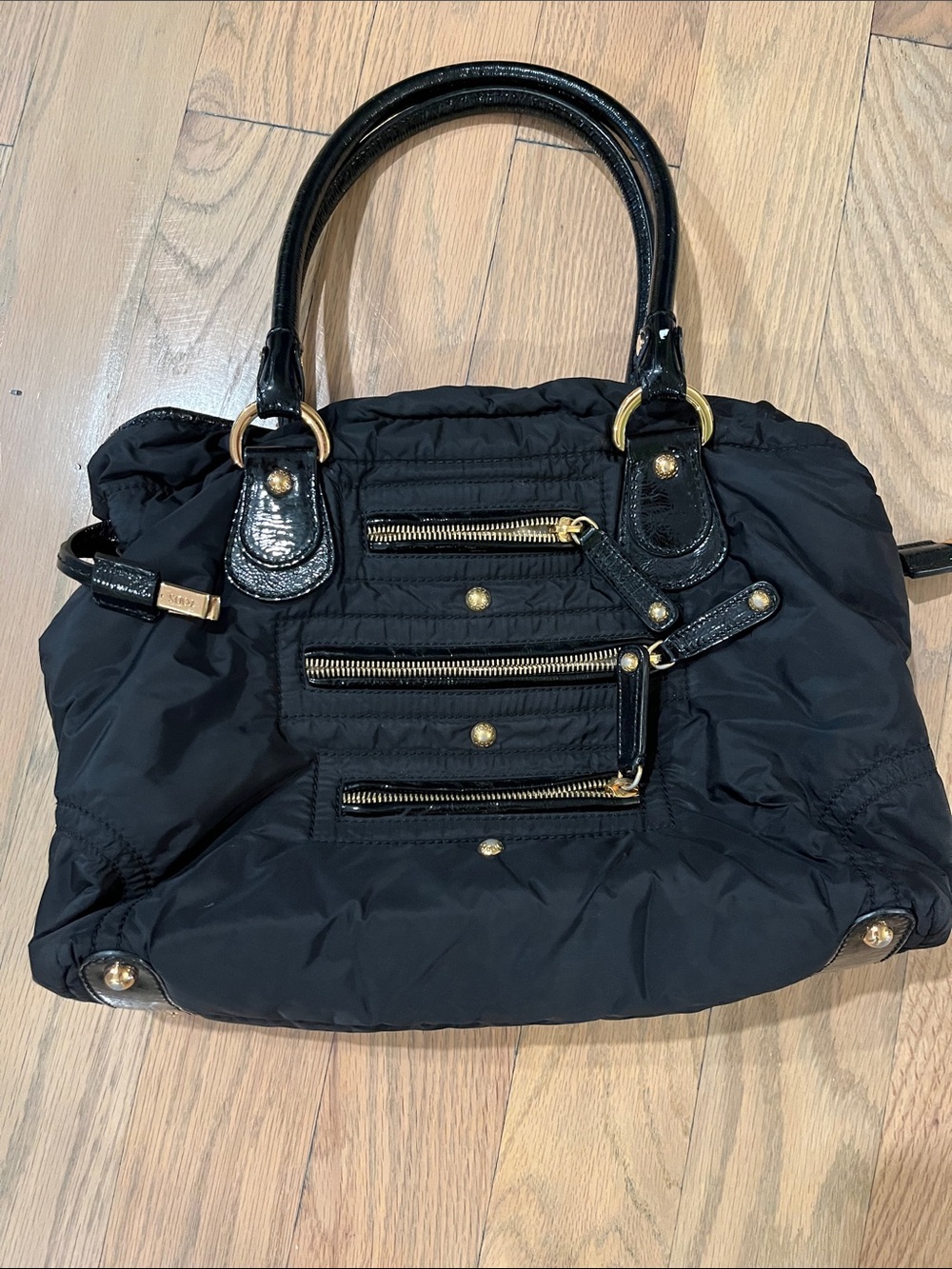 Tod's Black Quilted Nylon Tote with Gold-Tone Hardware